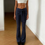 Damen Elegante Flared Pants mit weitem Saum und bindbarem Taillenband R&B