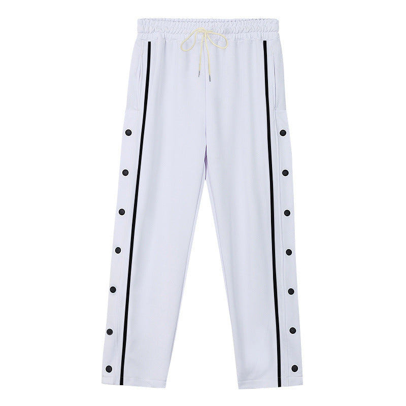 Unisex nan leichte Sport-Trainingshose mit Druckknopfleiste und elastischem Kordelbund R&B