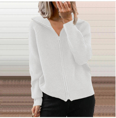 Damen Zip-Kapuzenpullover aus strukturierter Strickware R&B