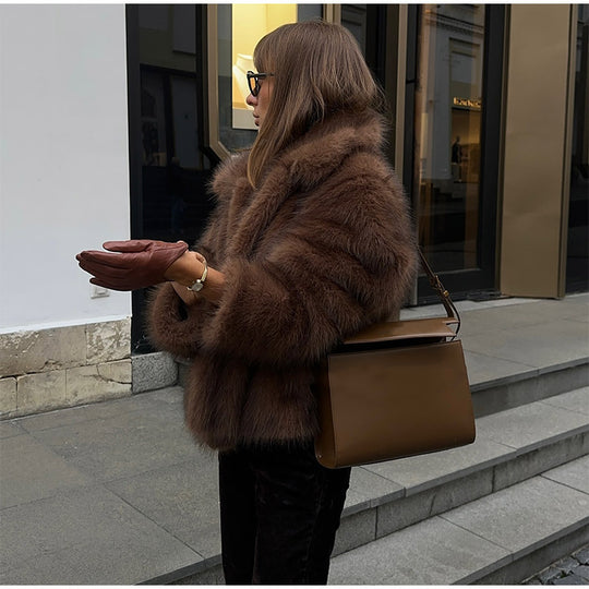 Damen Kunstfelljacke mit voluminösem Schnitt und elegantem Design R&B