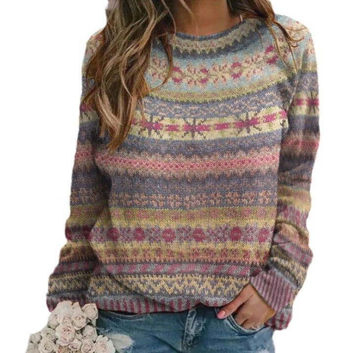 Damen Strickpullover mit kreativem Muster und lässigem Schnitt R&B
