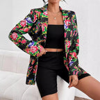 R&B | Blazer Slim Passform Maßgeschneiderter Schnitt Blumenmuster Weicher Glänzender Stoff