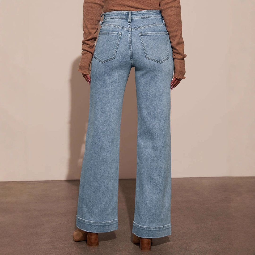 Damen Weit geschnittene Jeans mit hohen Taschen und elegantem Auftritt R&B