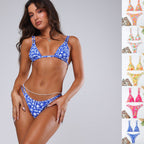 Damen Triangel-Bikini mit verspieltem Blumenmuster und raffinierten Schnürdetails R&B