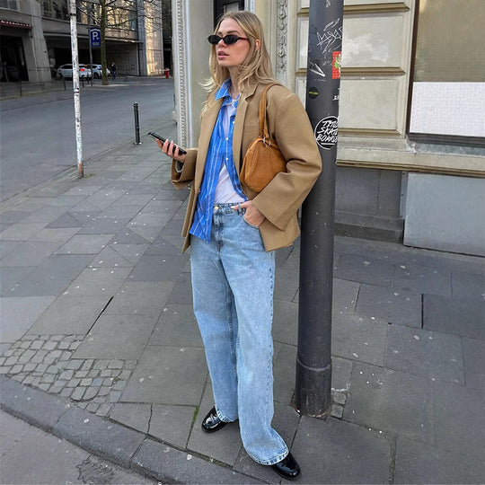 Damen oversized Blazerjacke mit modernem Schnitt R&B