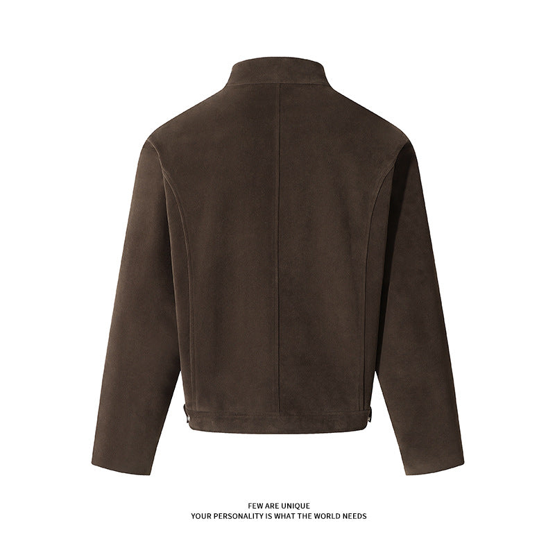 Herren Freizeitjacke aus weichem Kunstleder mit praktischem Kragen und Reißverschluss R&B