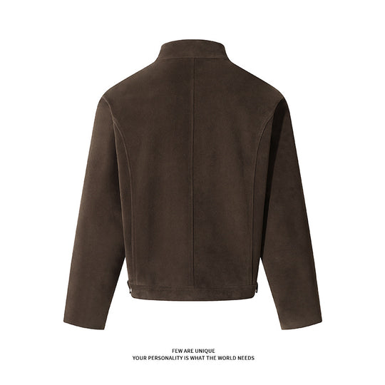 Herren Freizeitjacke aus weichem Kunstleder mit praktischem Kragen und Reißverschluss R&B