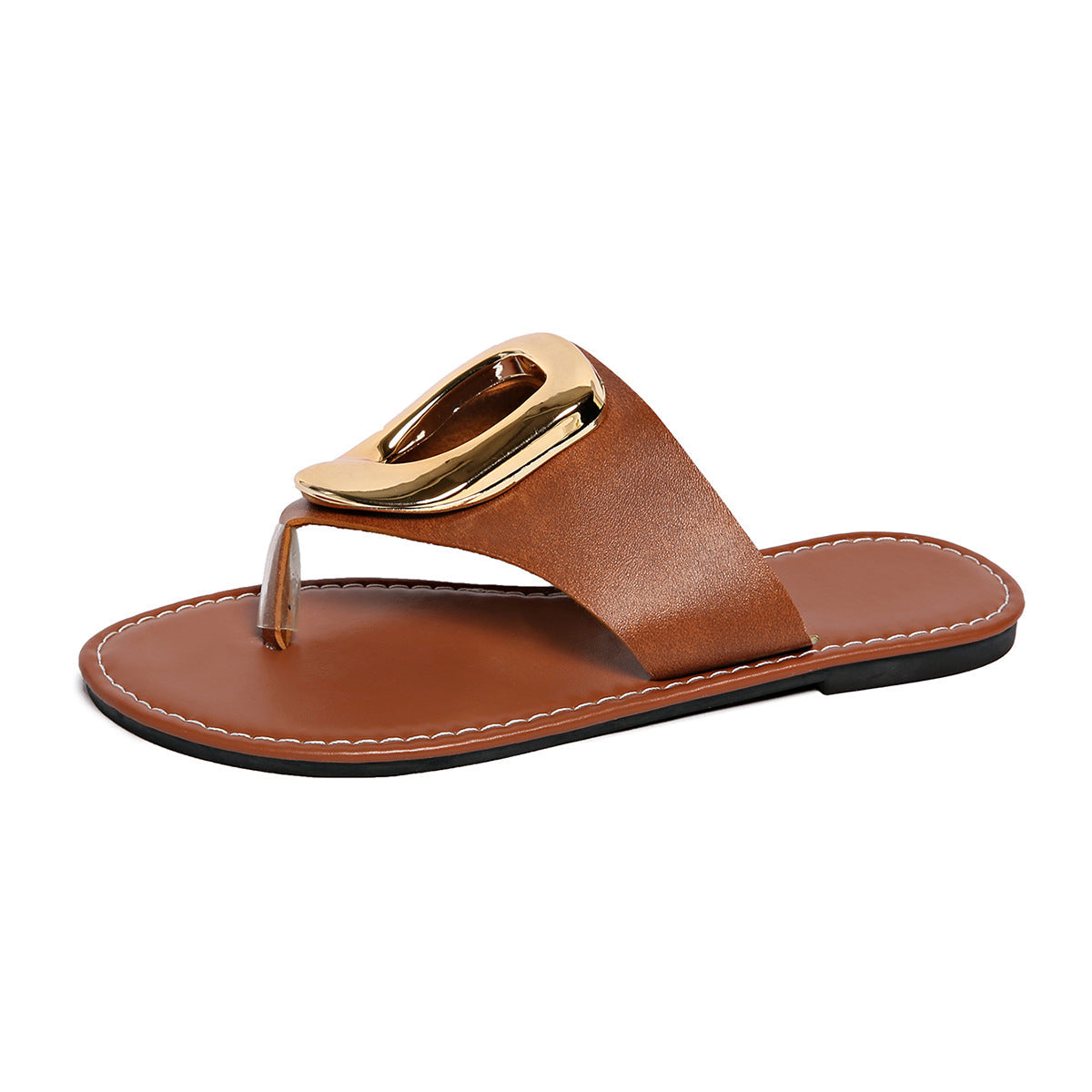 Damen modische Zehentrenner-Sandalen mit glamourösem Schmuckdetail und rutschfester Sohle R&B