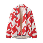 Damen gesteppte Jacke mit modernem Grafikdesign und offenem Schnitt R&B