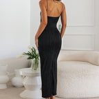 Damen elegantes Maxikleid mit strukturierter Oberfläche R&B