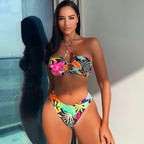 Damen Bandeau-Bikini mit floralem Design und cut-out Details R&B