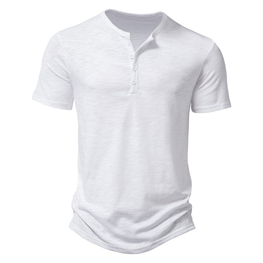 Herren Kurzarm-Henley-Shirt mit klassischem Knopfdesign R&B