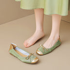 Damen Ballerinas mit schimmerndem Schleifenakzent
