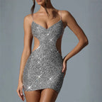Damen Glitzerndes Cocktailkleid mit raffiniertem Cut-Out Design
