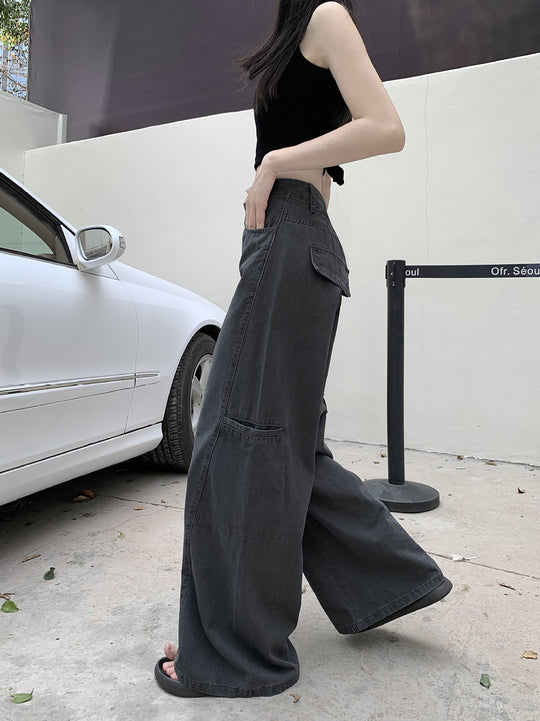 Damen Weite High-Waist Hose mit praktischen Taschen R&B