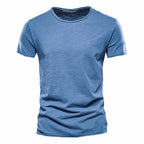 Herren nan leichtes Baumwollshirt mit Rundhalsausschnitt und schlanker Passform R&B