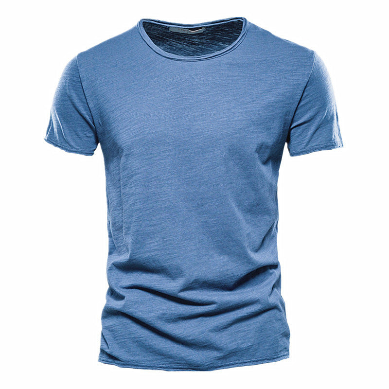 Herren nan leichtes Baumwollshirt mit Rundhalsausschnitt und schlanker Passform R&B