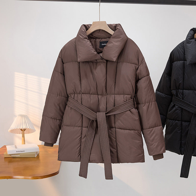 Damen Wattierte Jacke mit Gürtel und eleganter Kragenform R&B
