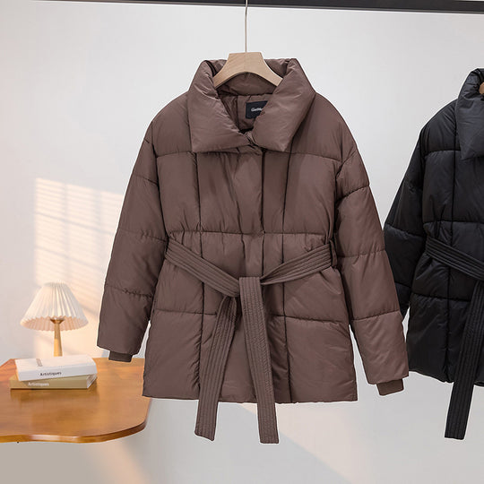 Damen Wattierte Jacke mit Gürtel und eleganter Kragenform R&B