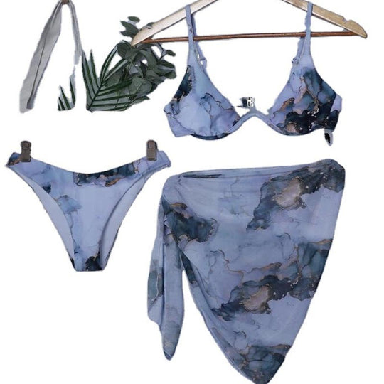 Damen Triangel-Bikini-Set mit Übergroßem Wickelrock R&B
