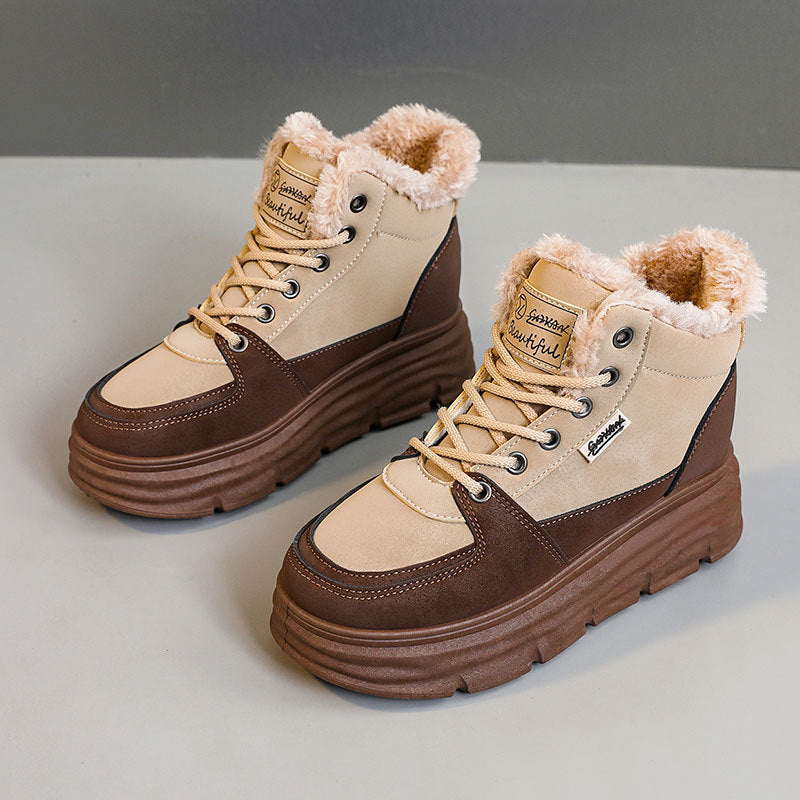 Damen Winter Sneaker mit flauschigem Innenfutter und modischer Plateau-Sohle R&B
