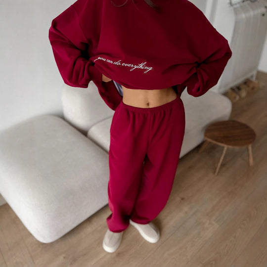 Damen lässiges Sweater und Jogginghose-Set mit lockerer Passform R&B
