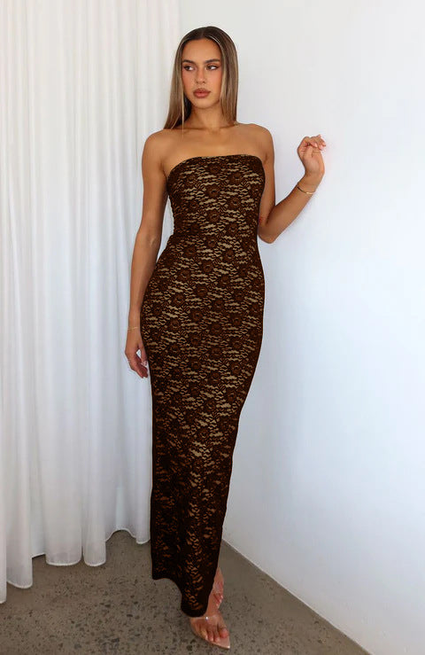 Damen Spitzenkleid im ärmellosen Design R&B