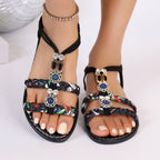 Damen Riemensandalen mit modischen Ornamenten und geflochtenen Details R&B