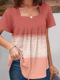 Damen Kurzarmshirt mit quadratischem Ausschnitt und fließendem Schnitt R&B