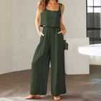 Damen Lässiger Jumpsuit mit weiten Beinen und praktischen Taschen R&B
