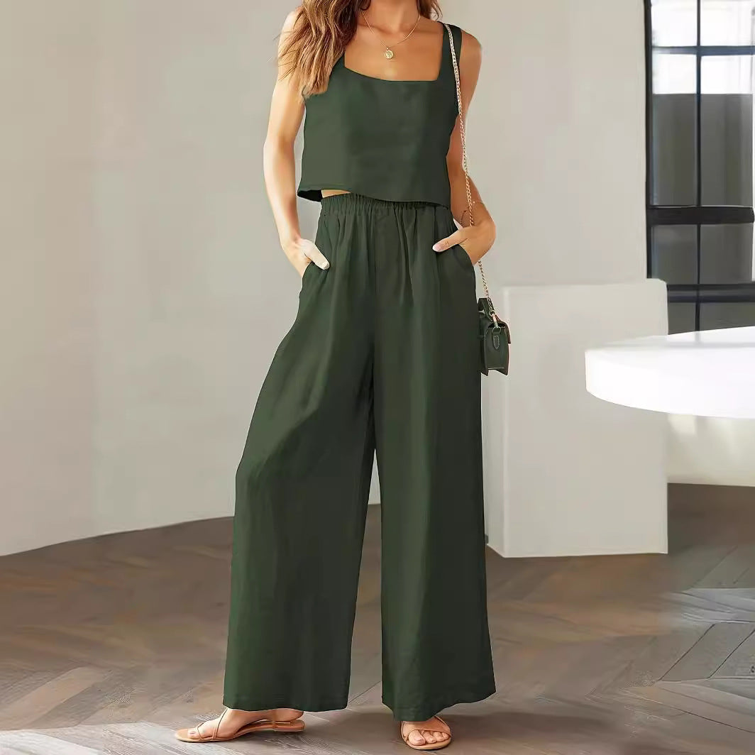 Damen Lässiger Jumpsuit mit weiten Beinen und praktischen Taschen R&B