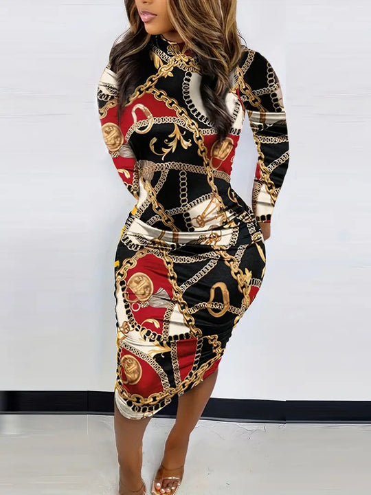 Damen Körperbetontes Kunstwerk Kleid R&B