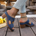 Damen Elegante und luftige Sandalen mit hohem Blockabsatz R&B