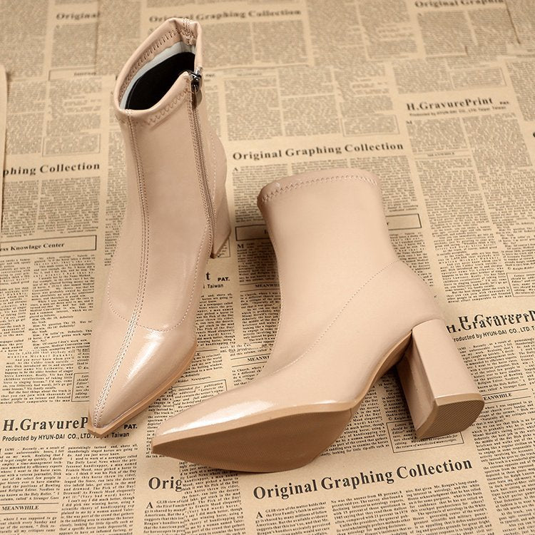 R&B | Lackleder Stiefeletten mit Blockabsatz