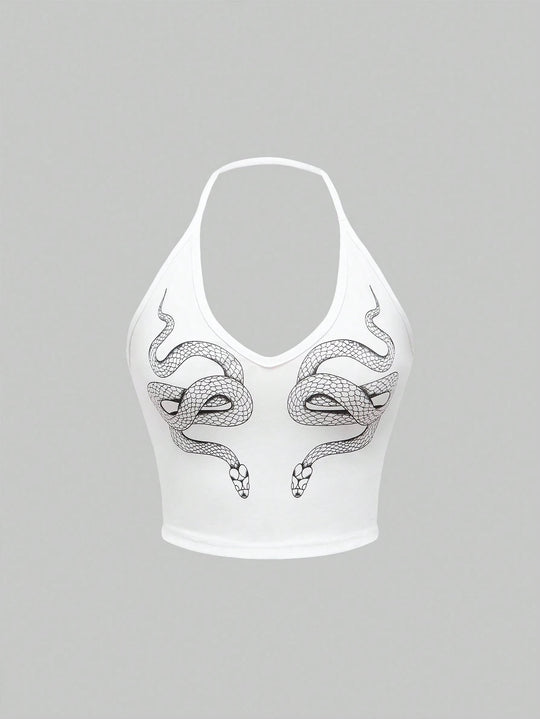 Damen Crop Top mit Schlangendesign R&B