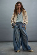 Damen Weit geschnittene Jeans mit hoch tailliertem Design und lässigem Schnitt R&B