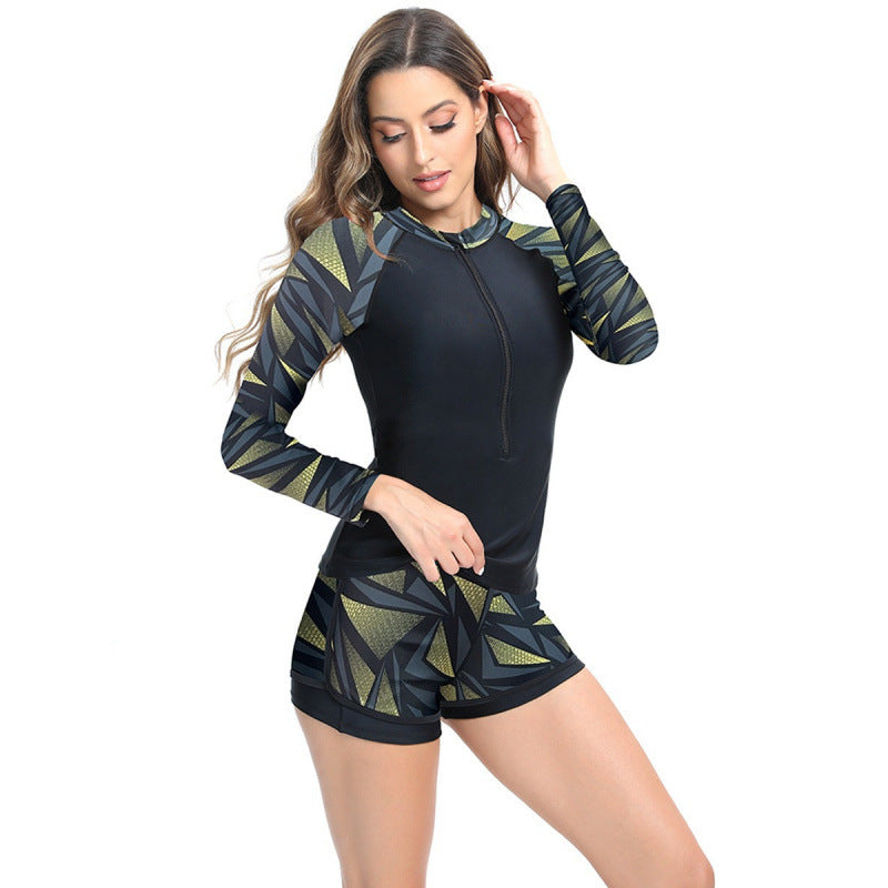 Damen Rashguard mit kurzen Ärmeln und modischem Grafikdesign R&B
