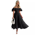 Damen Sommerliches Maxikleid mit voluminösen Puffärmeln und elastischem Taillenbereich R&B