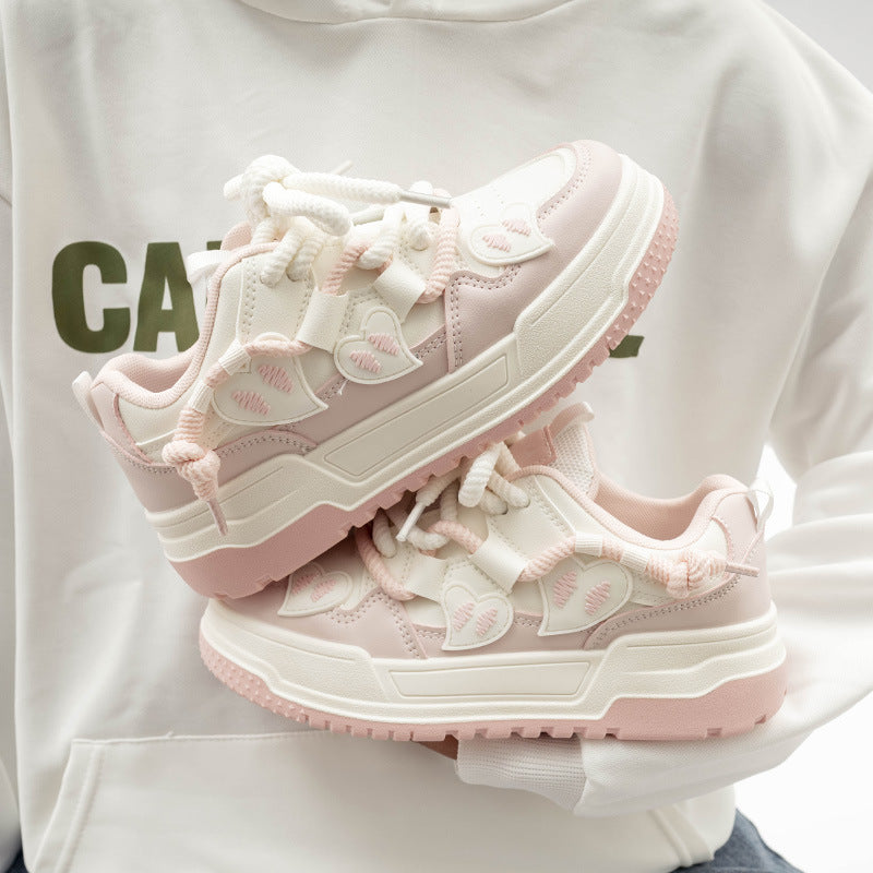 Damen Sneakers mit verspieltem Herzdesign und bequemer Dämpfung R&B