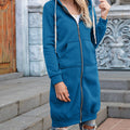 R&B | Übergröße Damen Kapuzenpullover Kleid mit Reißverschluss und Taschen