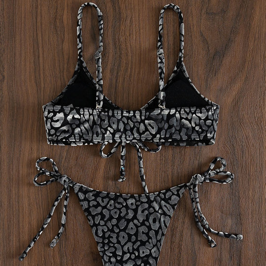 Damen Triangel-Bikini mit einzigartigen Tiermuster-Details R&B
