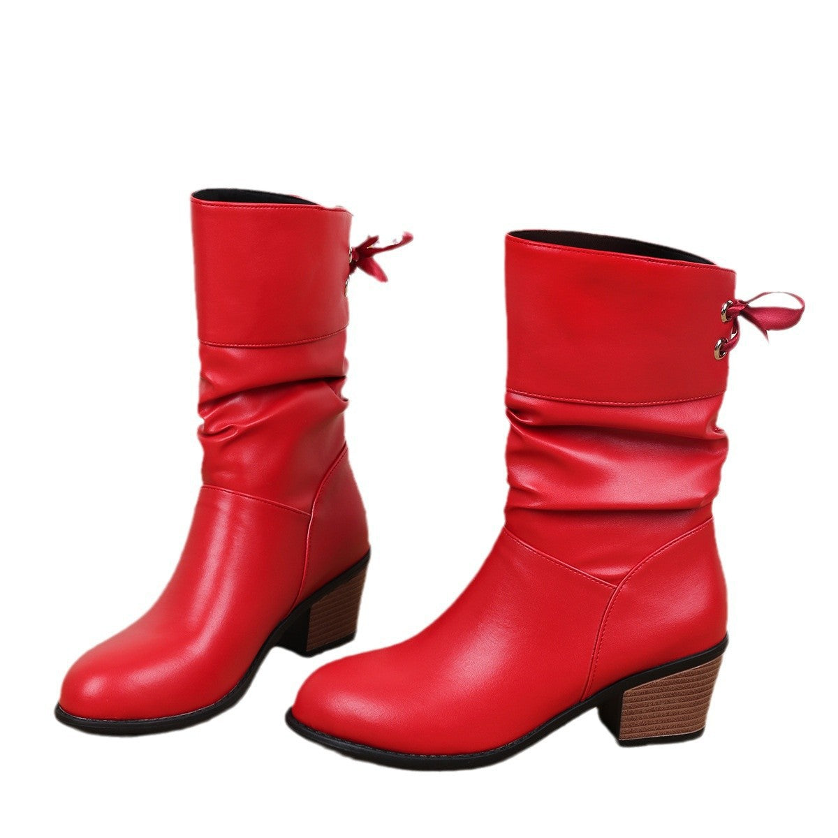 Damen Stiefeletten mit modischem Falten-Design und verstellbarem Riemen R&B
