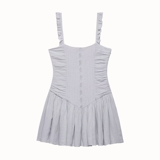 Damen sommerliches Minikleid mit feinen Rüschendetails und strukturierter Passform R&B