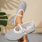 Damen Ballerinas mit eleganter Schnallenapplikation und atmungsaktiver Netzstruktur R&B