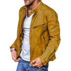 Herren Weiche Leder Bikerjacke mit Designelementen