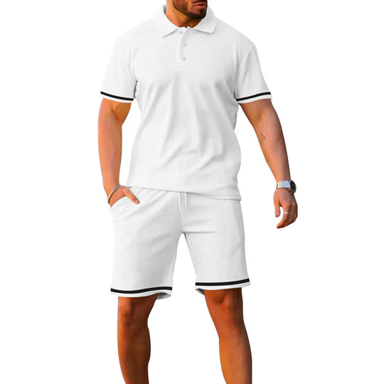 Herren Sportliches Polo- und Shorts-Set mit Kontrastdetails R&B