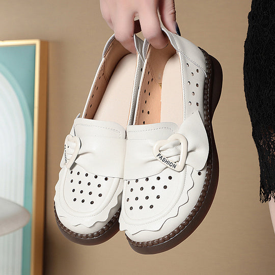 Damen Mokassins mit modischem Herzdetail und atmungsaktiver Perforation R&B
