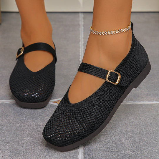 Damen Bequeme und atmungsaktive Ballerinas mit dekorativem Riemen R&B