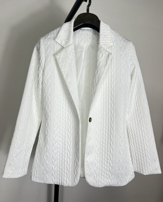 Damen Eleganter Strickblazer mit strukturierter Oberfläche und lässigem Schnitt R&B