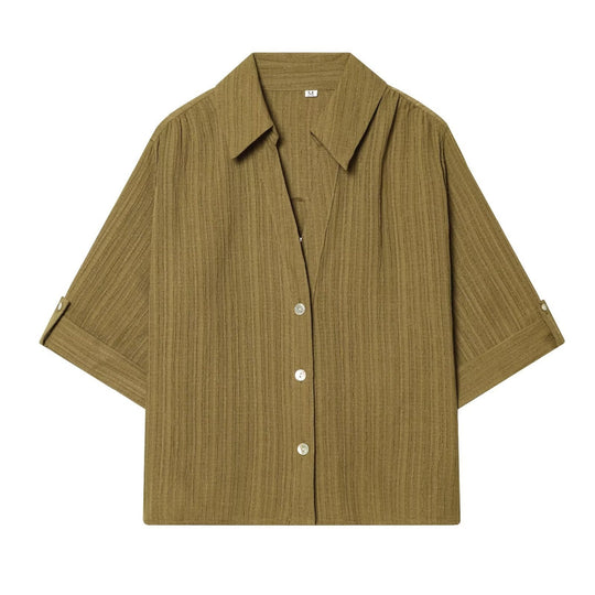 Damen lässige Bluse mit strukturiertem Gewebe und überschnittenen Schultern R&B